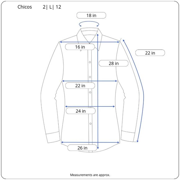 Chico’s No-Iron Chic Stretch Button Blouse Blue Stripe Ruffle Cuff Size 2 (12/L) - Picture 3 of 13